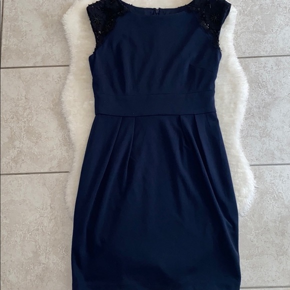Laura Petites navy  lace mini midi sleeveless dress - Picture 8 of 11